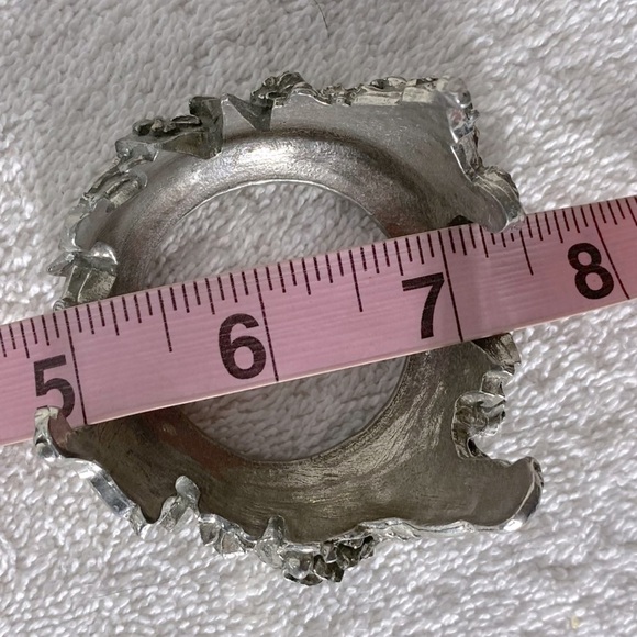 Vintage 90’s Seagull Pewter Silver Tone Christmas Theme Pillar Candle Ring Base - Picture 2 of 9